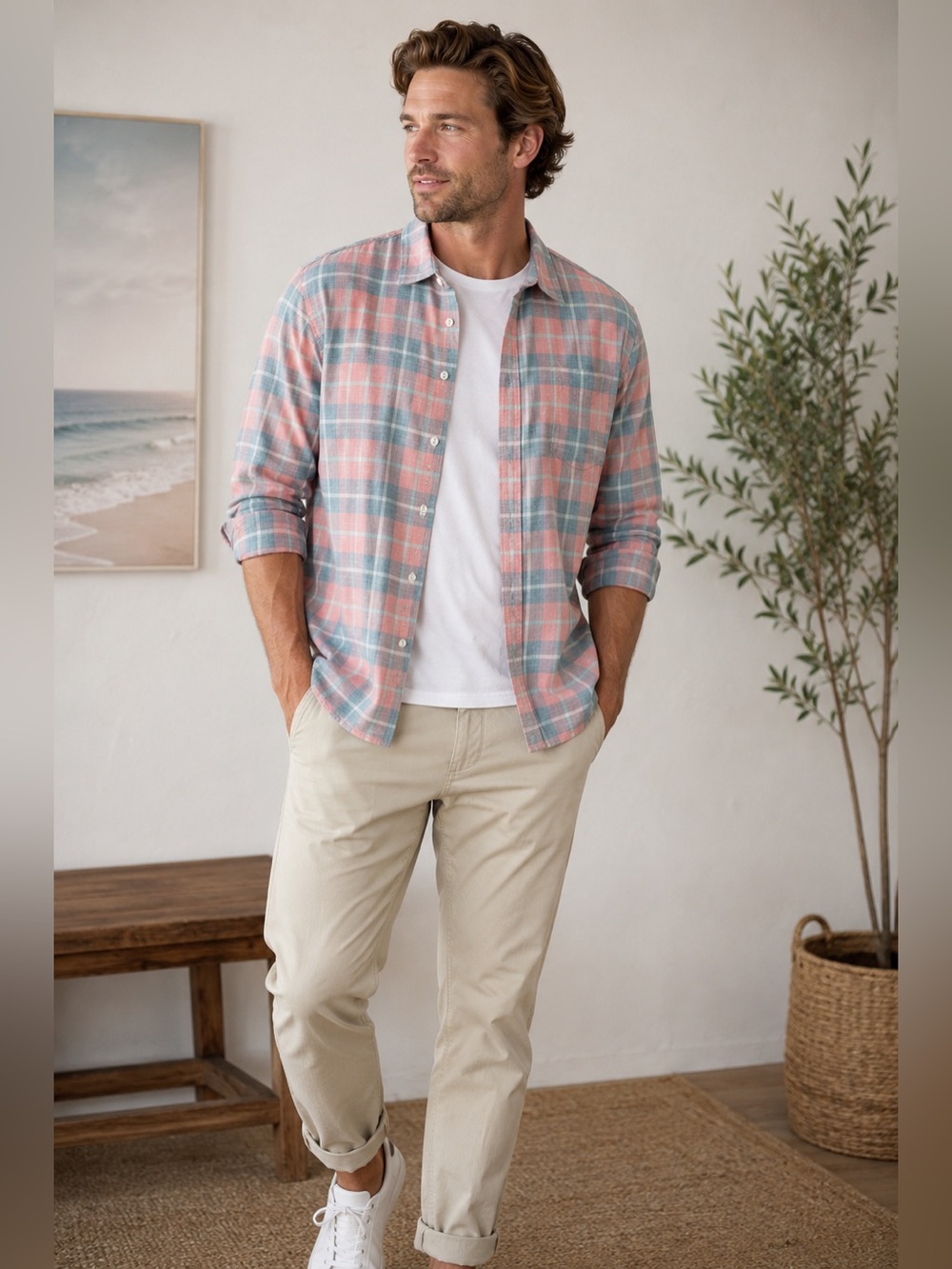 Rails Wyatt Plaid Button Front Shirt XL Guava Sea Glass 100% Cotton Soft Flannel